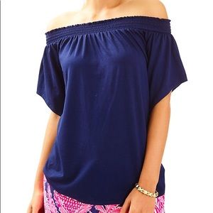Lilly Pulitzer Off the Shoulder Navy Summer Top
